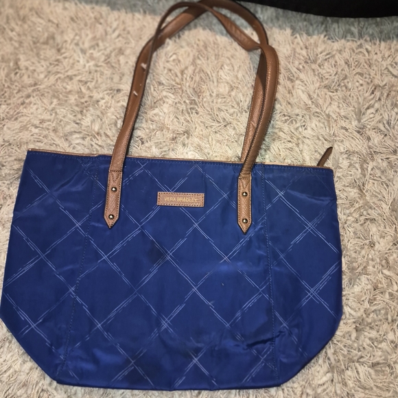 Vera Bradley Handbags - Vera Bradley Blue Tote with Tan Straps
